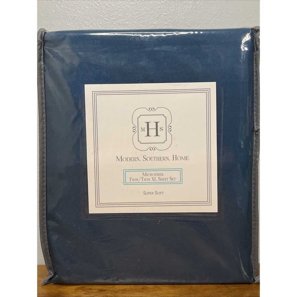 Modern Southern Home Sheet Set Twin/ Twin XL Blue Microfiber Set 2 Pillowcases